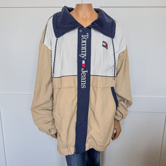 2022 Tommy Hilfiger Oversized Color Block Trench Style Jacket-Men's Size Large - Picture 1 of 13